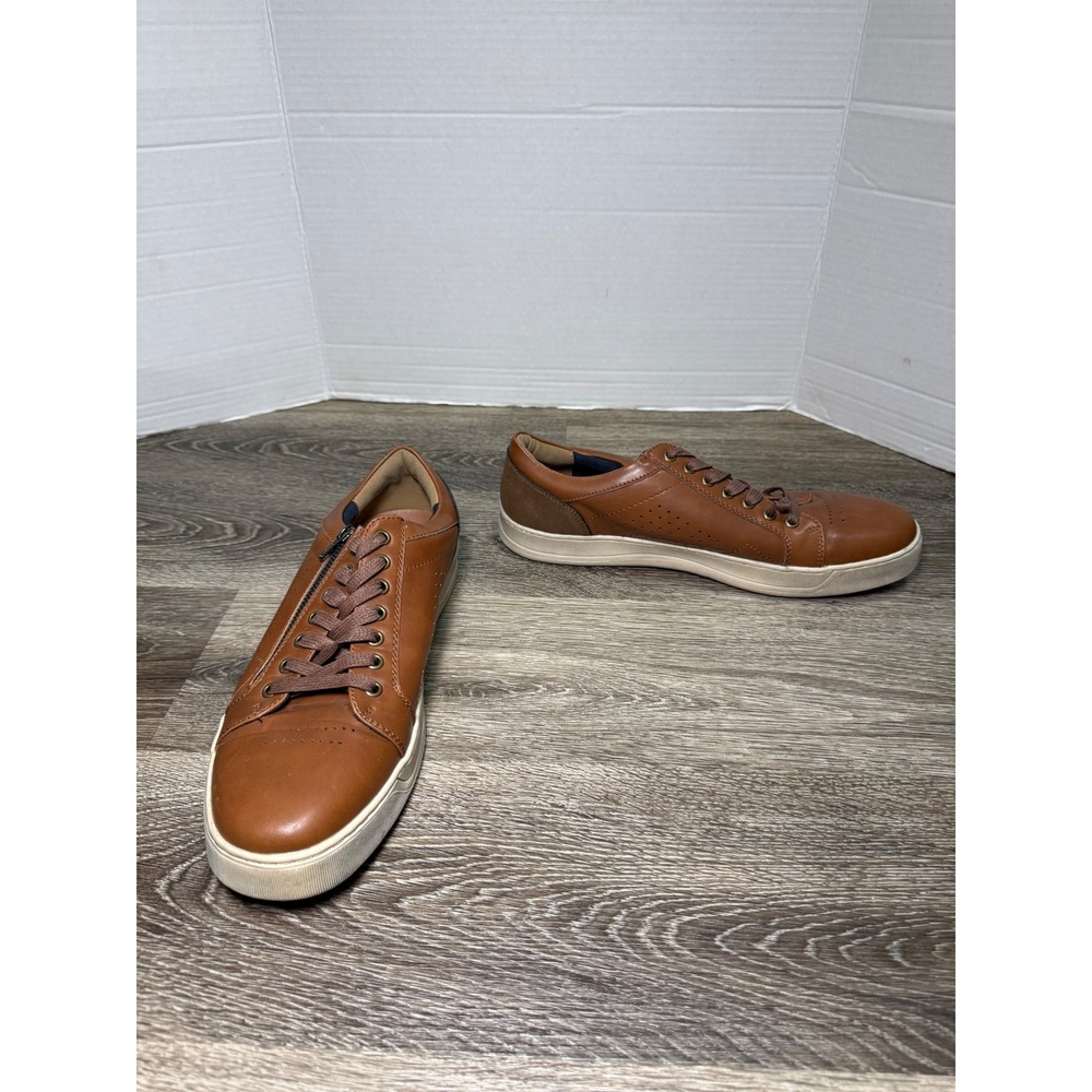 Restoration Bentley Mens Cognac Brown Side Zip Low Top Sneakers‎ Size 11M